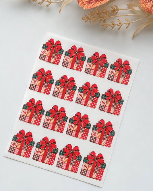 Patchwork Christmas Gift Box Polymer Clay Transfer Paper & Matching Cutter