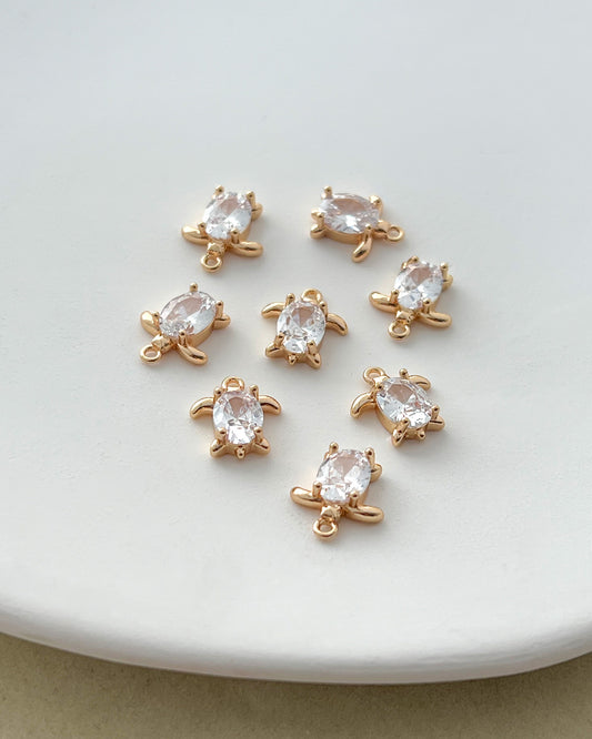 14K Gold Filled Zircon Turtle Earring Charms