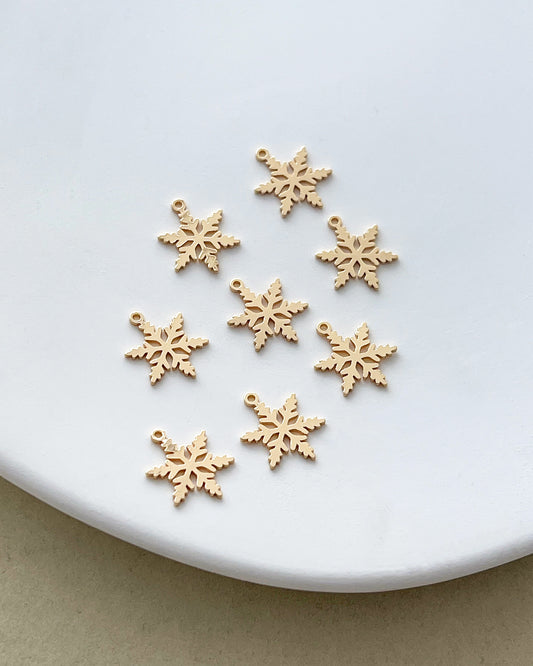 14K Gold Filled Snowflake Earring Charms