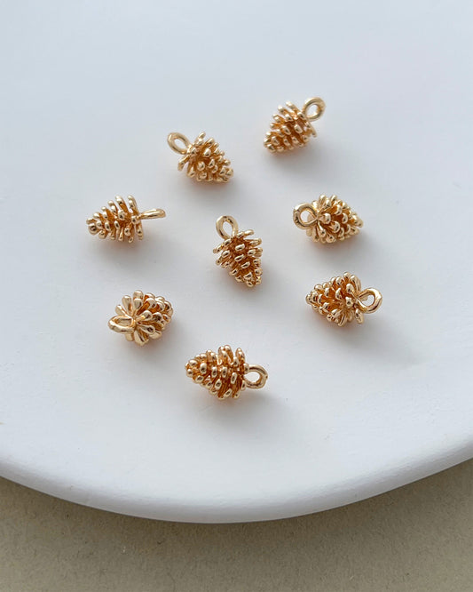 14K Gold Filled Pine Cone Earring Charms