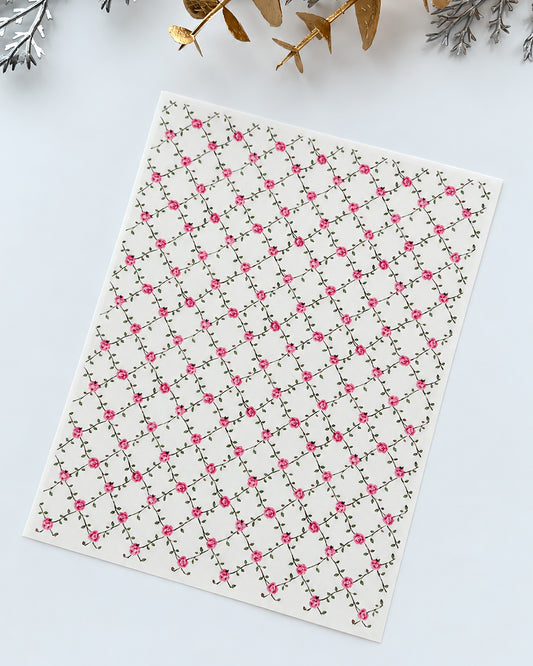 Pink Rose Trellis Polymer Clay Transfer Paper
