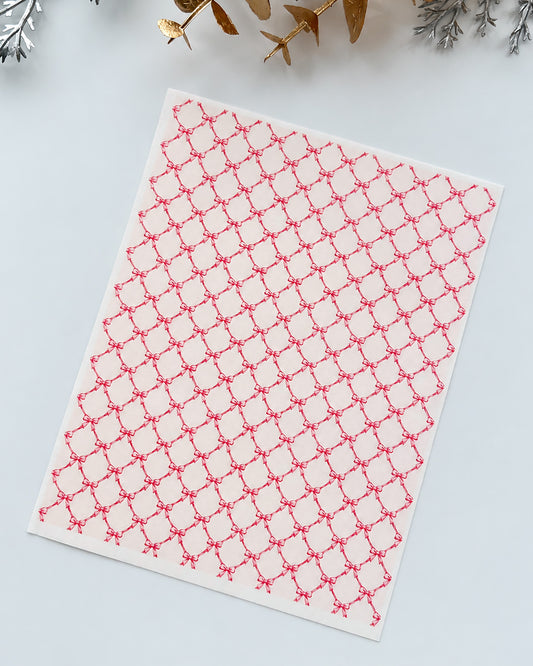 Pink Bow Trellis Polymer Clay Transfer Paper