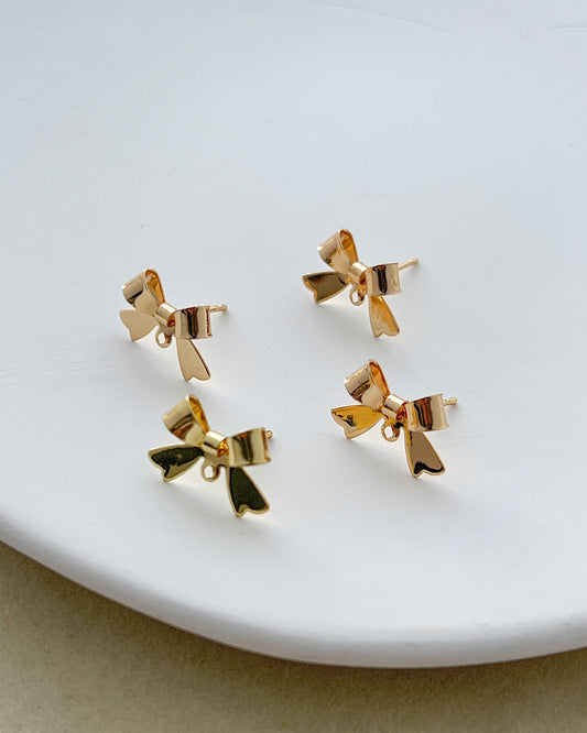 14K Gold Plated Bow Earring Posts
