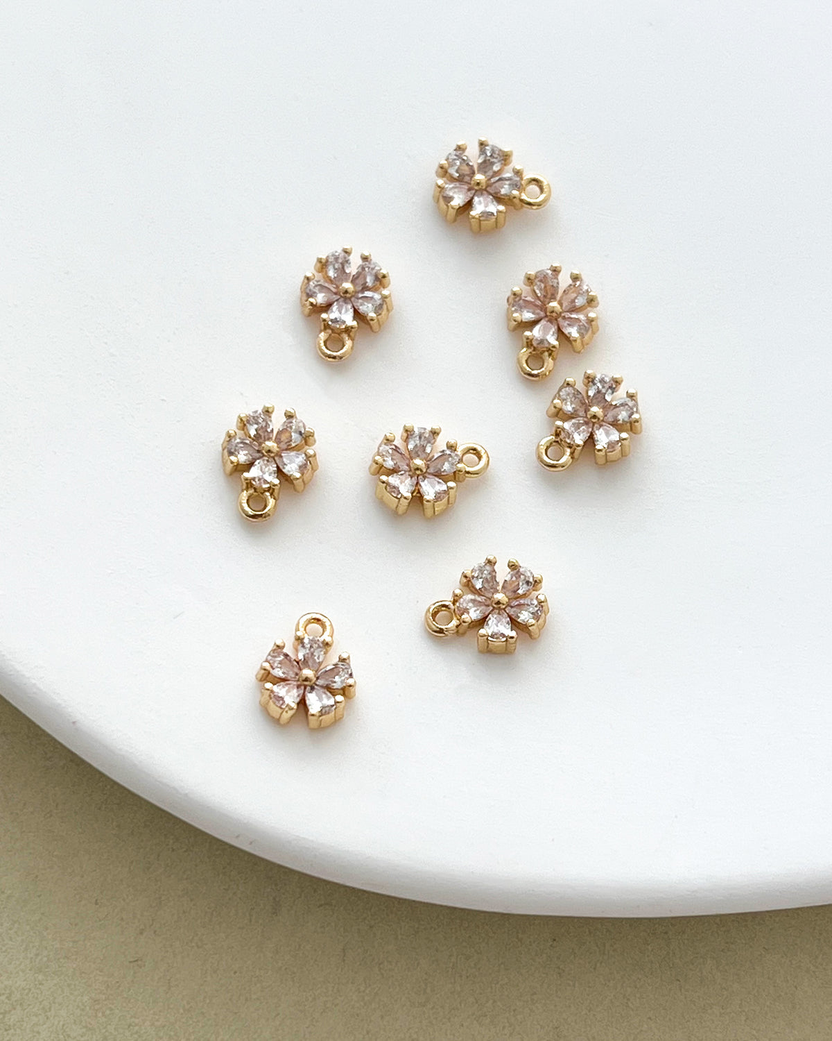 14K Gold Filled Zircon Flower Earring Charms