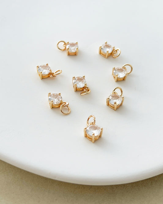 14K Gold Filled Round Zircon Earring Charms