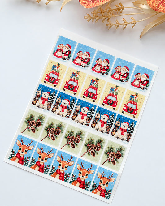 Winter Postage Stamp Polymer Clay Transfer Paper & Matching Cutters