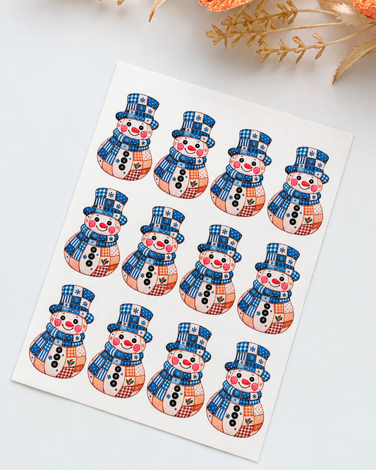 Patchwork Snowman Polymer Clay Transfer Paper & Matching Cutter