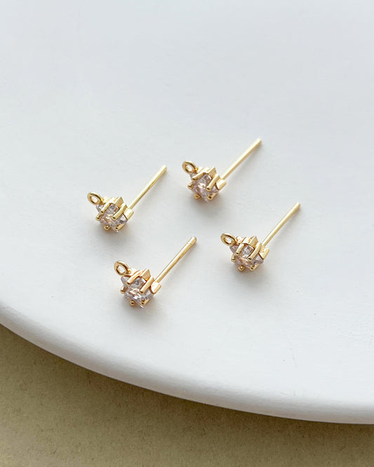 14K Gold Filled Zircon Star Earring Posts with Loop