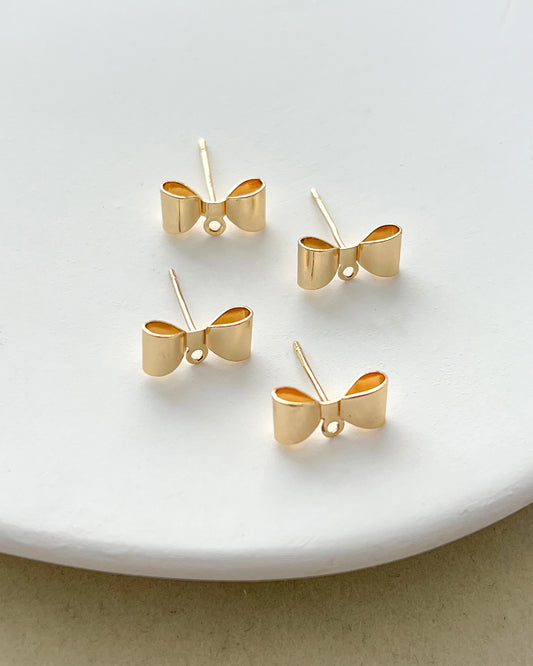 14K Gold Plated Bow Earring Posts