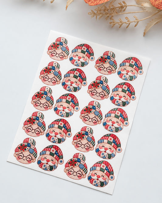 Patchwork Christmas Mr. & Mrs. Claus Polymer Clay Transfer Paper & Matching Cutters