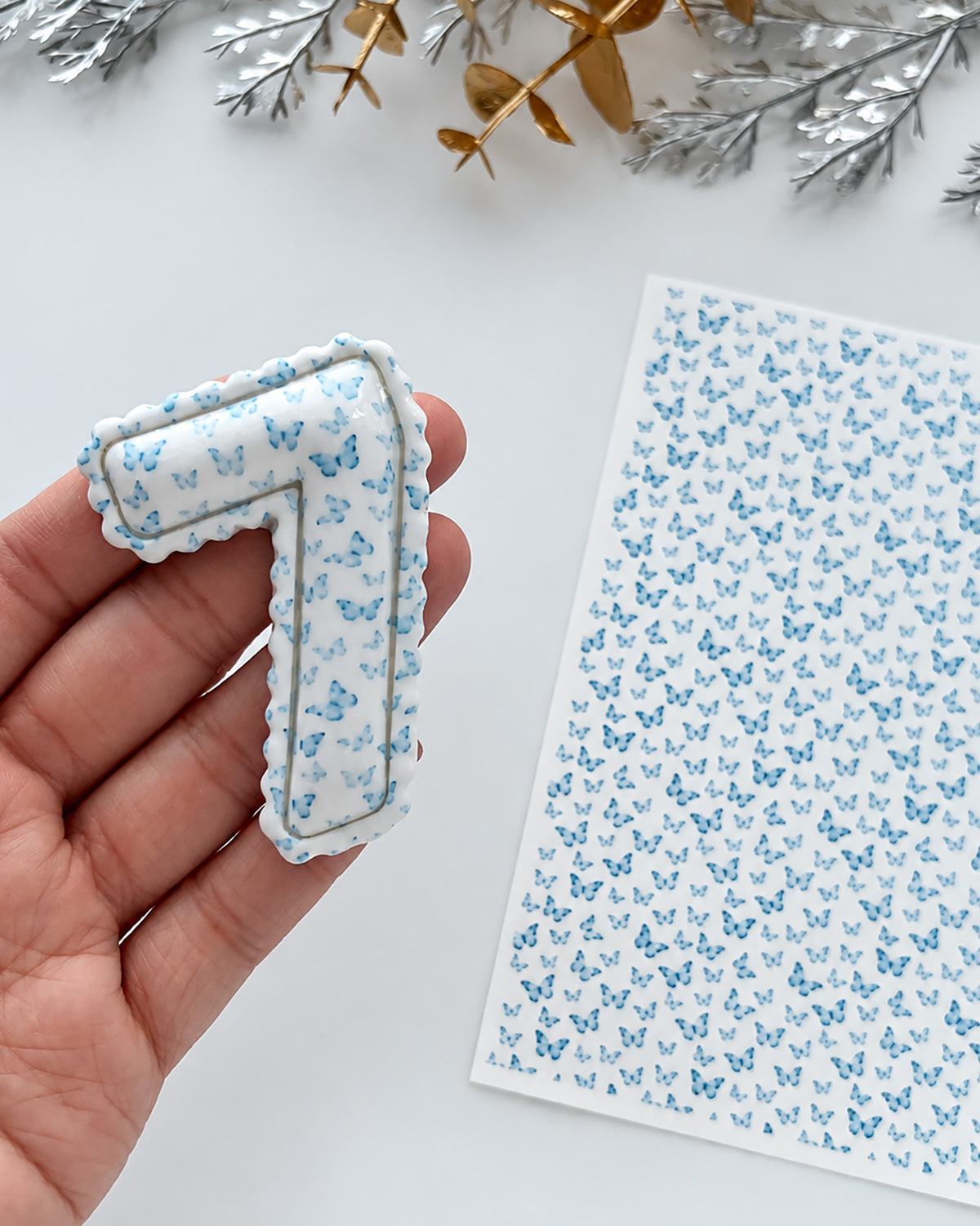 Blue Butterflies Polymer Clay Transfer Paper