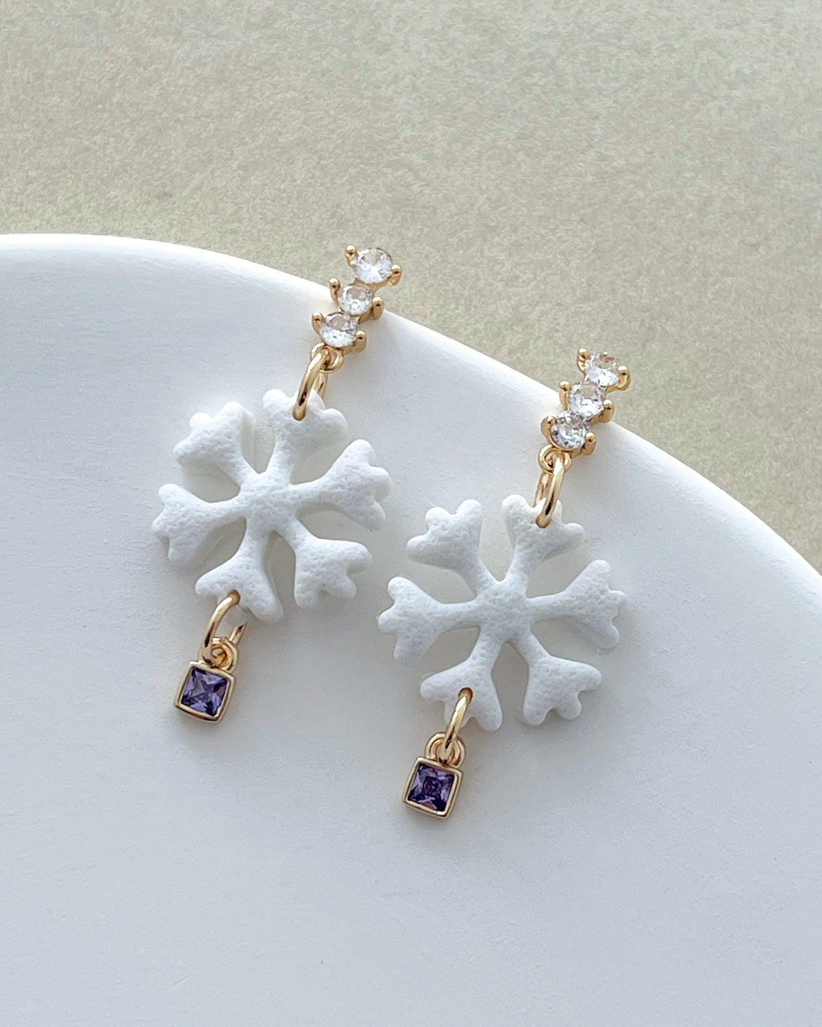 14K Gold Filled Triple Zircon Earring Posts with Loop