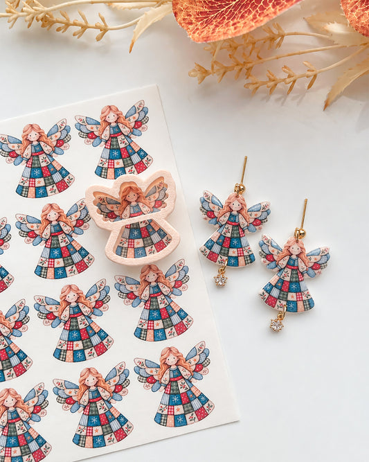 Patchwork Angel Polymer Clay Transfer Paper & Matching Cutter
