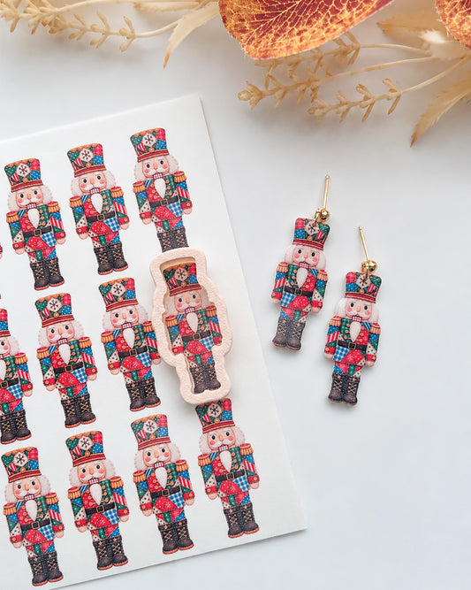 Patchwork Nutcracker Polymer Clay Transfer Paper & Matching Cutter