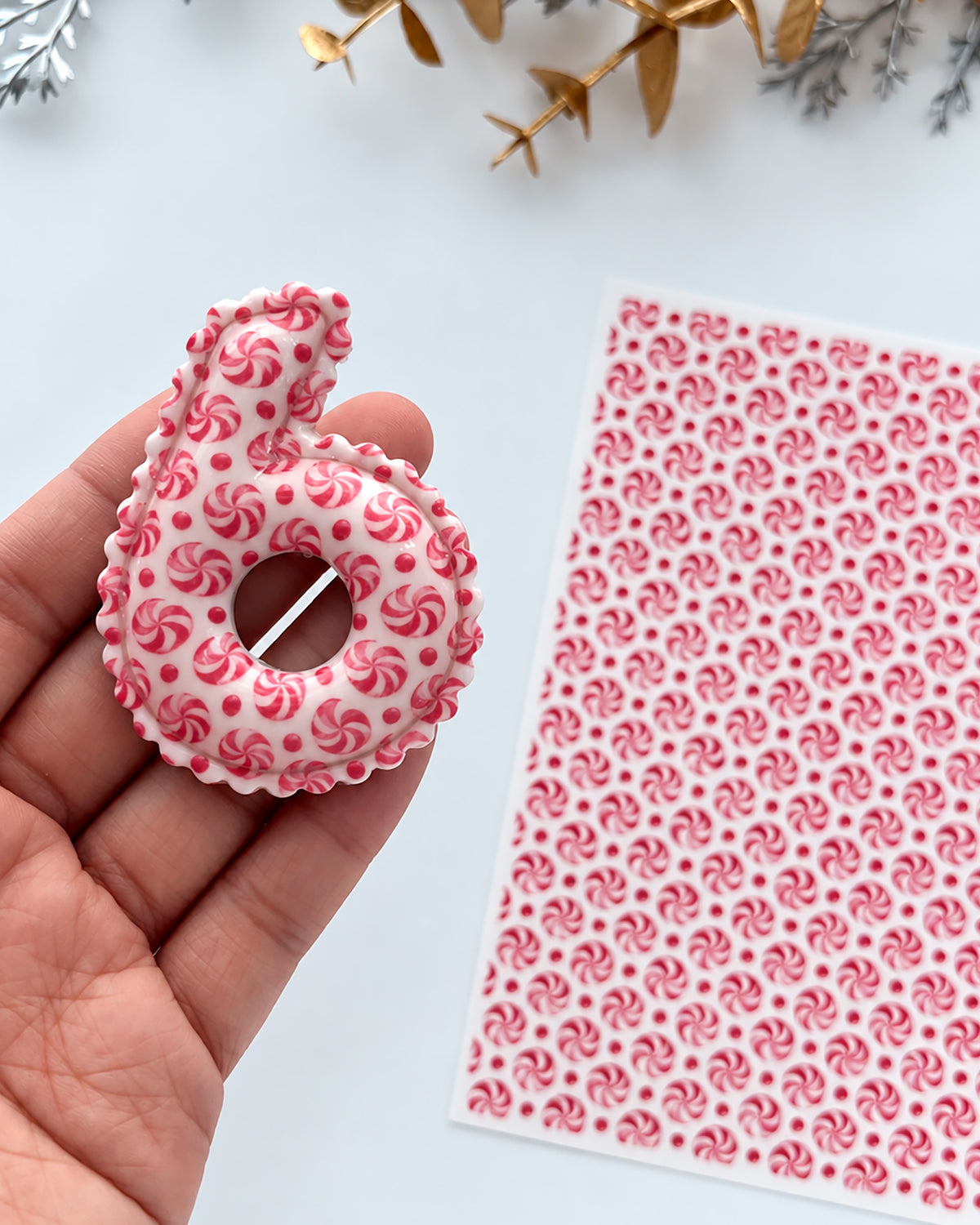 Peppermint Swirls Polymer Clay Transfer Paper