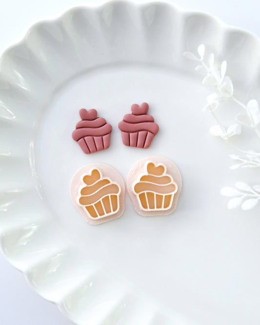 Heart Cupcake Stud Clay Cutters