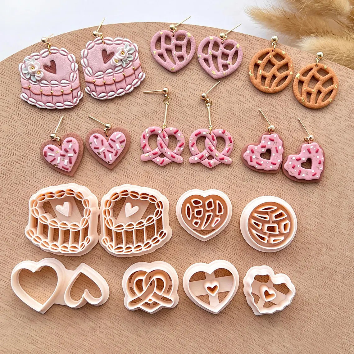 Valentines Heart Polymer Clay Cutters | Love Cookie Clay Cutter | Clay Earring Tools | Concha | Cake | Pretzel