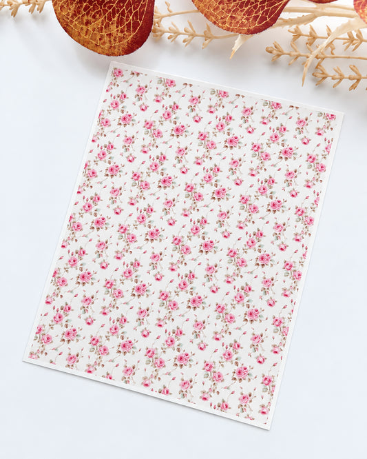 Vintage Pink Roses Polymer Clay Transfer Paper