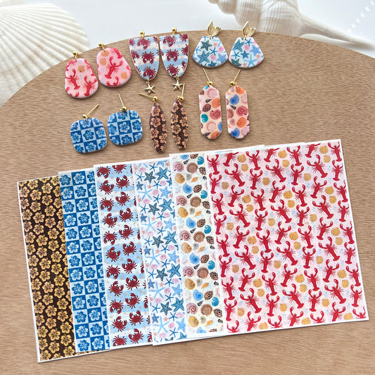 Summer Polymer Clay Transfer Paper | Ocean Image Clay Transfer Sheet
