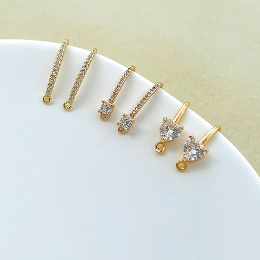 10PCS 14K Gold Plated Zircon Earring Hooks