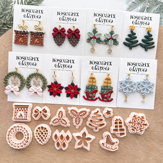 Winter Polymer Clay Cutters | Wreath | Snowflake | Poinsettia