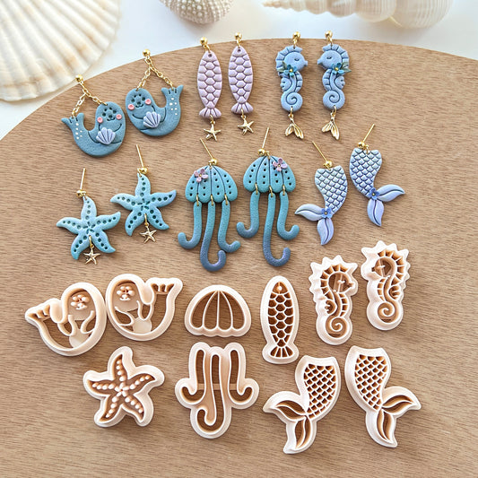 Ocean Sea Animal Polymer Clay Cutters | Jellyfish | Starfish | Seal | Seahorse