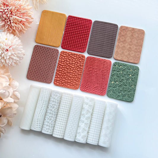 RoseauxClayCo Polymer Clay Texture Roller Set