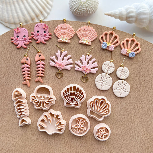 Ocean Polymer Clay Cutters | Summer Clay Cutters | Shell | Octopus | Sand Dollar