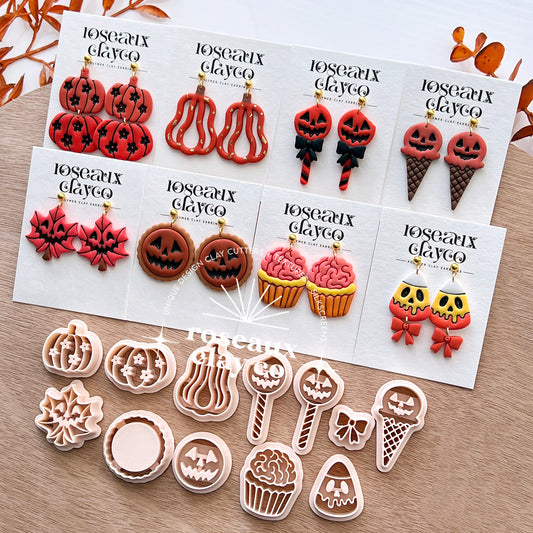 RoseauxClayCo Fall Halloween Pumpkin Polymer Clay Cutters