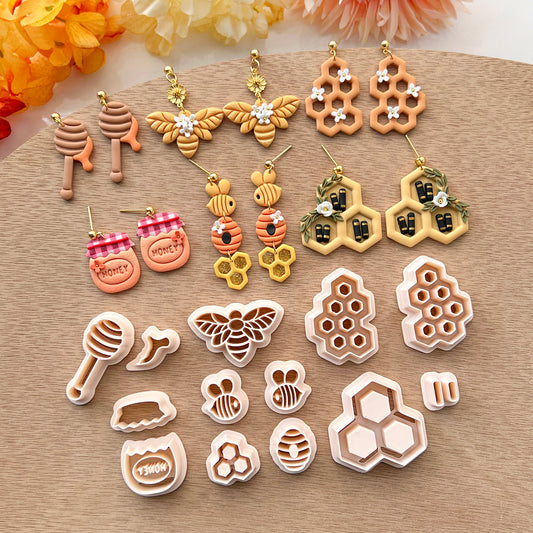 Spring Polymer Clay Cutters | Spring Clay Cutters | Clay Earring Cutters | Honey Bee Clay Cutter | Polymer Clay Tools | Clay Cutter Set