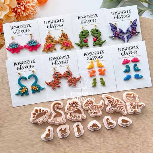 RoseauxClayCo Dinosaur Polymer Clay Cutters