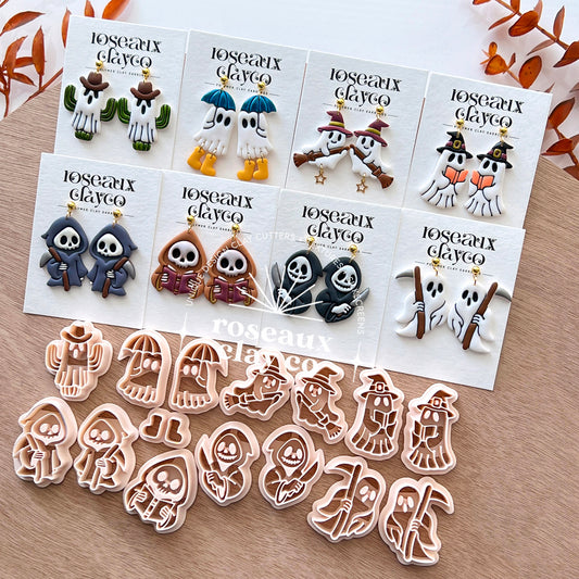 RoseauxClayCo Halloween Ghost Skull Polymer Clay Cutters