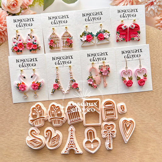 RoseauxClayCo Valentine's Day Polymer Clay Cutters Set