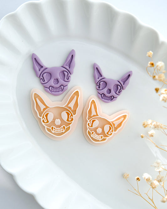 Halloween Cat Skull Polymer Clay Cutters
