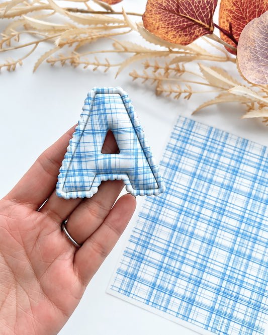 Blue Plaid Polymer Clay Transfer Paper