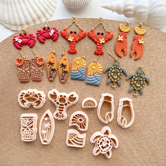 Ocean Beach Polymer Clay Cutters | Sea Animal Clay Cutters | Crab | Lobster | Turtle