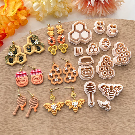 Spring Polymer Clay Cutters | Spring Clay Cutters | Clay Earring Cutters | Honey Bee Clay Cutter | Polymer Clay Tools | Clay Cutter Set