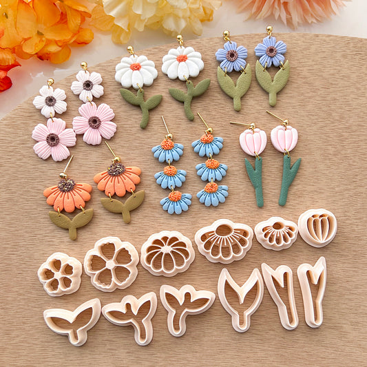 Spring Flowers Polymer Clay Cutters | Spring Clay Cutter | Clay Earring Cutter | Floral Clay Cutters | Polymer Clay Tools | Clay Cutter Set