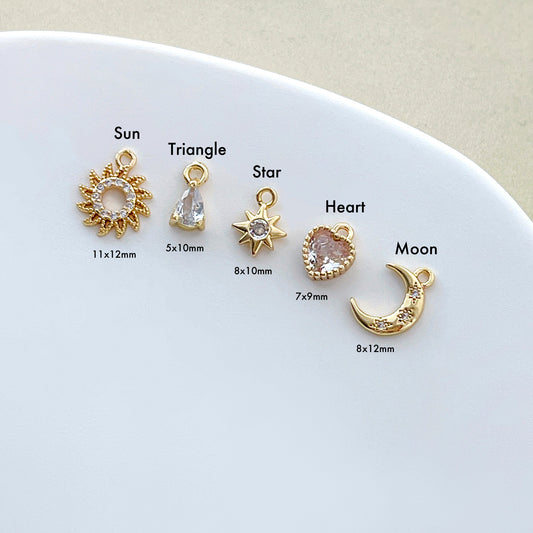 10PCS 14K Gold Plated Zircon Earring Charms