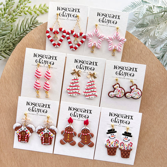 Christmas Polymer Clay Earrings | Candy Cane | Gingerbread