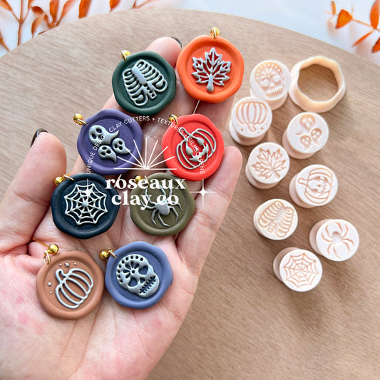RoseauxClayCo Fall Halloween Wax Seal Stamp Clay Cutters