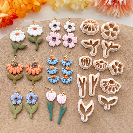 Spring Flowers Polymer Clay Cutters | Spring Clay Cutter | Clay Earring Cutter | Floral Clay Cutters | Polymer Clay Tools | Clay Cutter Set