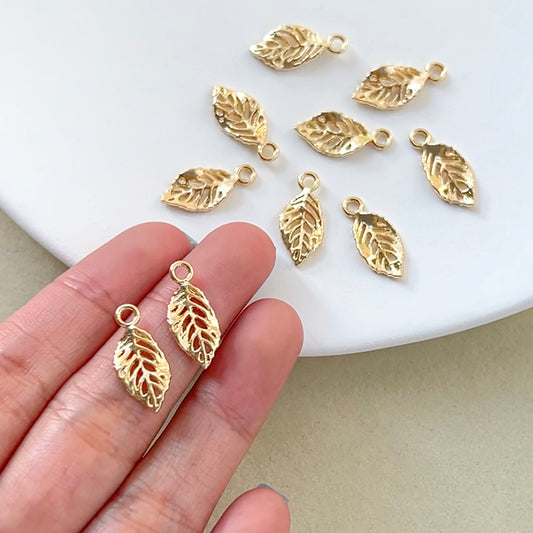 14K Gold Filled Leaf Charms 10 PCS