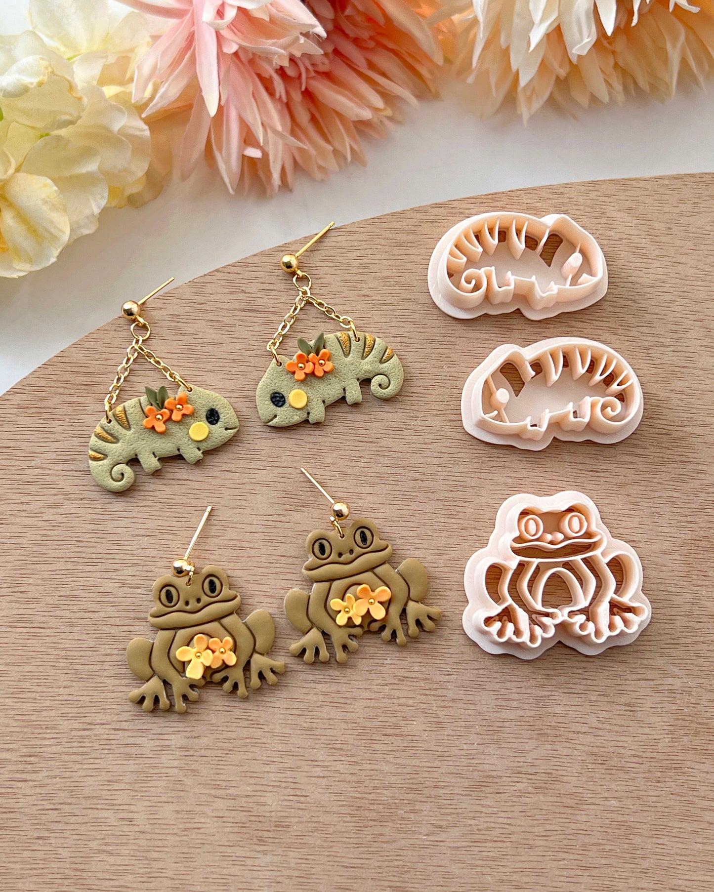 Animal Polymer Clay Cutters | Summer Clay Cutters | Polymer Clay Earring Cutters Set | Frog | Flamingo | Toucan | Chameleon | Capybara