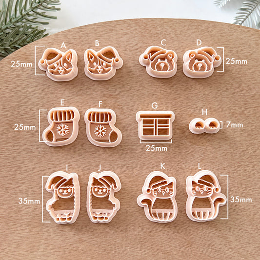 Christmas Animal Stocking Polymer Clay Cutters