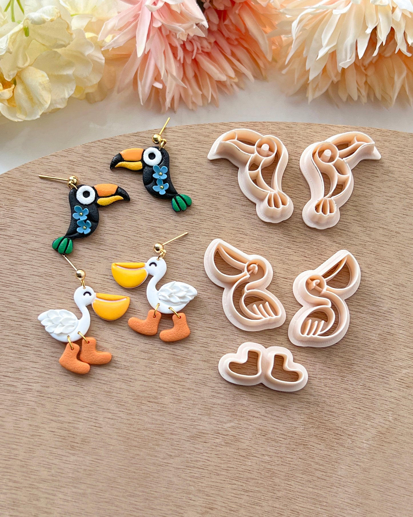 Animal Polymer Clay Cutters | Summer Clay Cutters | Polymer Clay Earring Cutters Set | Frog | Flamingo | Toucan | Chameleon | Capybara