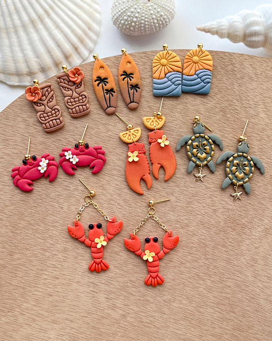 Ocean Beach Polymer Clay Cutters | Sea Animal Clay Cutters | Crab | Lobster | Turtle