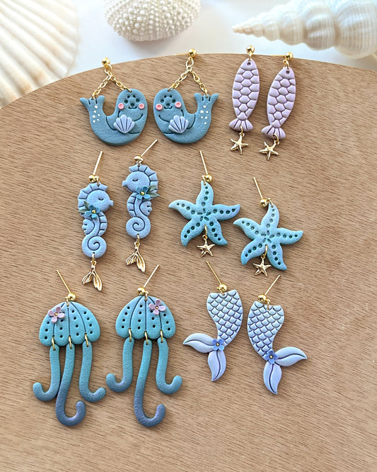 Ocean Sea Animal Polymer Clay Cutters | Jellyfish | Starfish | Seal | Seahorse