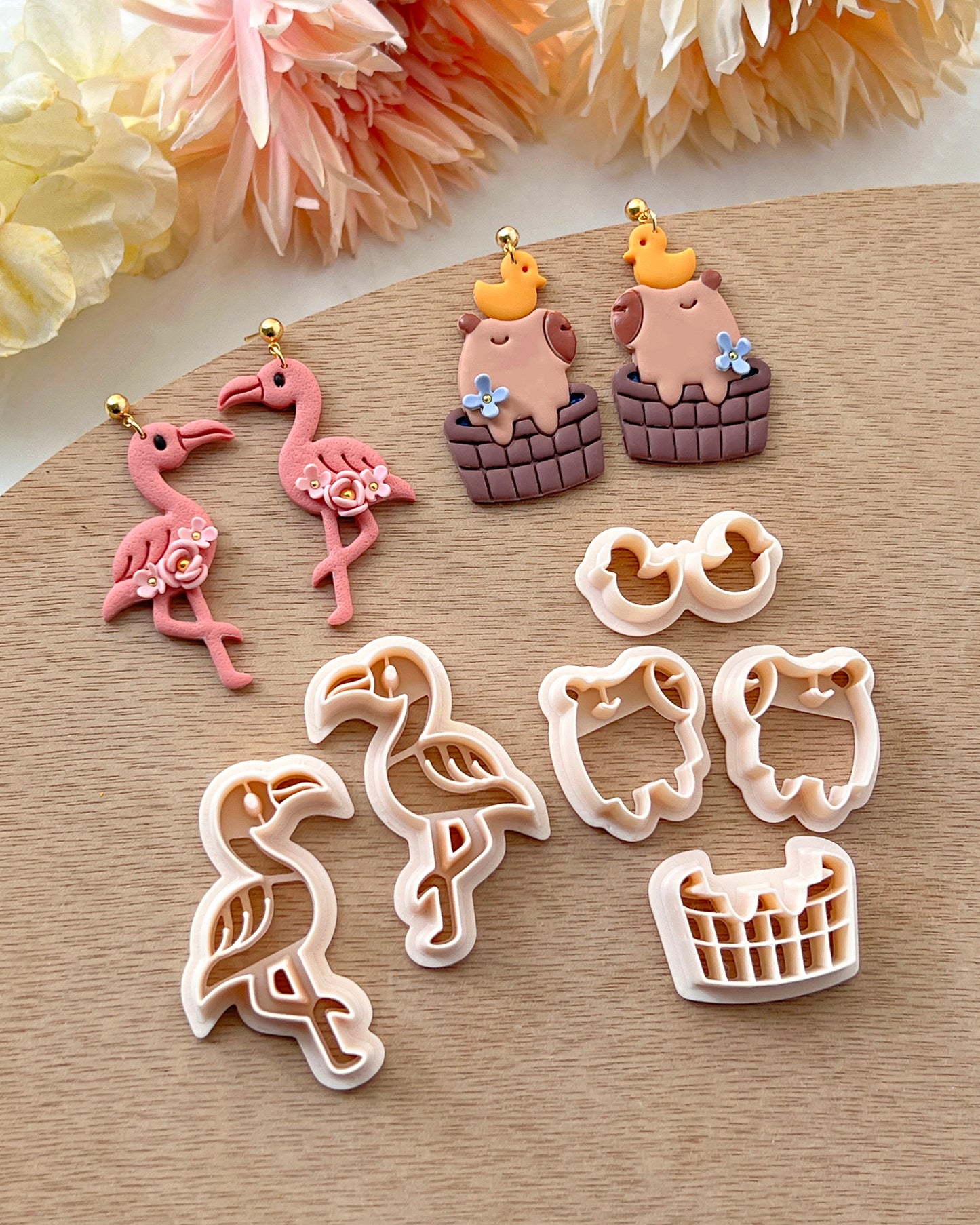 Animal Polymer Clay Cutters | Summer Clay Cutters | Polymer Clay Earring Cutters Set | Frog | Flamingo | Toucan | Chameleon | Capybara