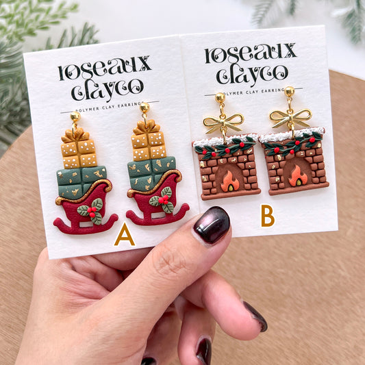 Winter Polymer Clay Earrings